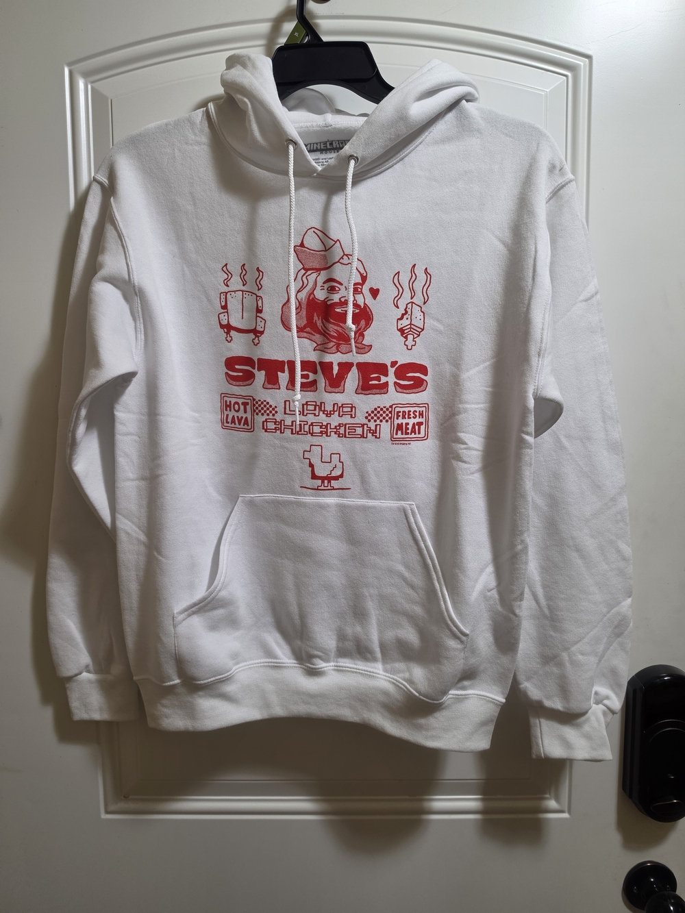 A Minecraft Movie (2025) Steve's Lava Chicken White Hoodie - Size Small